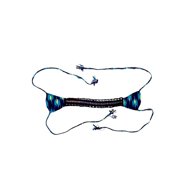 Acacia Kenya Blue and Yellow Crocheted Tribal Print Bikini - Picture 12 of 13